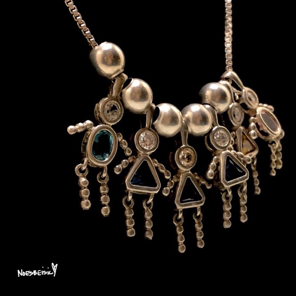 🚫SOLD•Ⓜ️🚫 Vintage Silver Birthstone Babies Charm Necklace - Picture 3 of 8